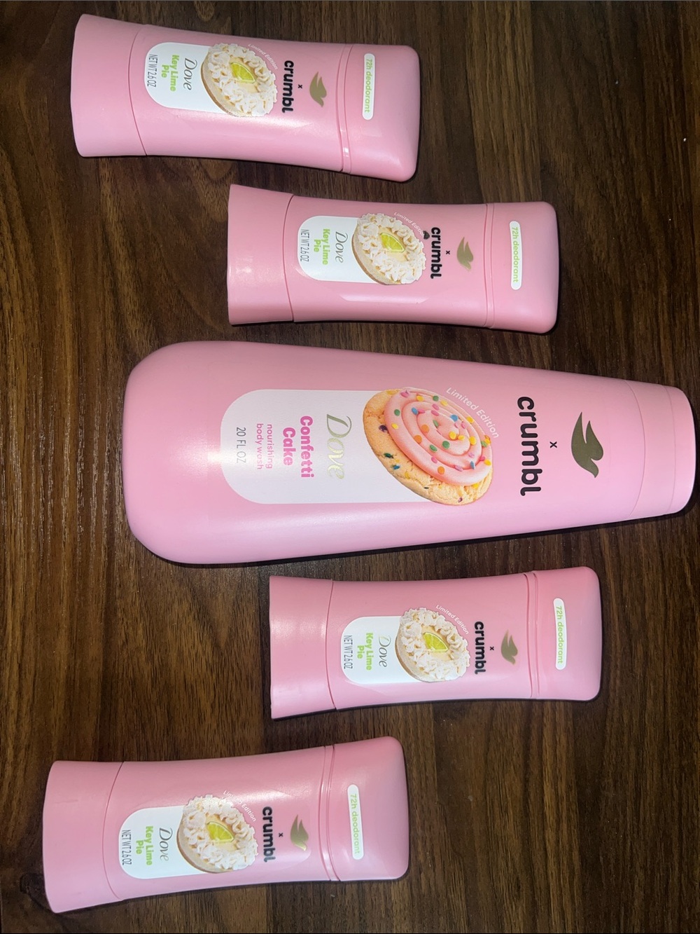 Dove x Crumbl Confetti Cake Body Wash - Dove x Crumbl Key Lime pie deodorants